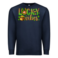 Navy St. Patricks day lucky vibes Premium Sweatshirt - BundleAndBundleShop
