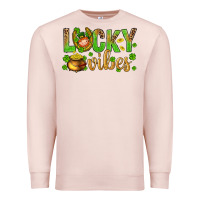 Pale Pink St. Patricks day lucky vibes Premium Sweatshirt - BundleAndBundleShop