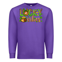 Purple St. Patricks day lucky vibes Premium Sweatshirt - BundleAndBundleShop