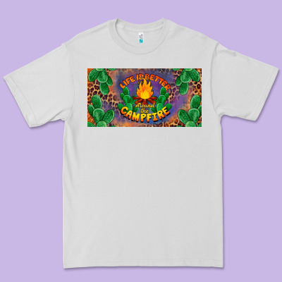 Life Is Better Around The Campfire License Plate Premium Tee Designed By Barkaloodesign
