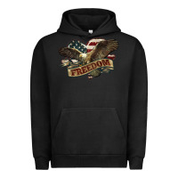 Pigment Black Freedom America Eagle 4th of july Urban Hoodie - HowdyJamesFarm