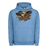 Pigment Pebble Blue Freedom America Eagle 4th of july Urban Hoodie - HowdyJamesFarm