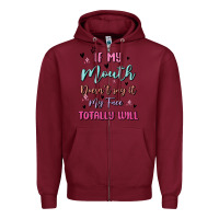 Burgundy if my mouth doesn't say it my face totally will Zipper Hoodie - MaliasSmallBusiness