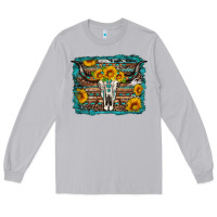 Moon Dust longhorn bull skull western turquoise background Long Sleeve Tee - Artiststas