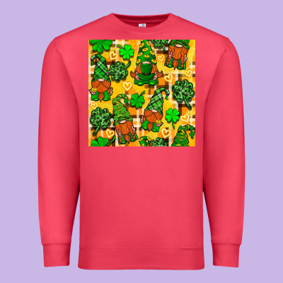 St. Patricks Gnomies Seamless Pattern Premium Sweatshirt Designed By Bundleandbundleshop