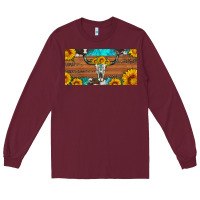 Burgundy longhorn bull skull license plate Long Sleeve Tee - Artiststas
