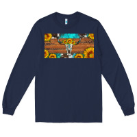 Navy longhorn bull skull license plate Long Sleeve Tee - Artiststas