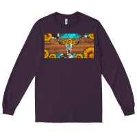 Plum longhorn bull skull license plate Long Sleeve Tee - Artiststas