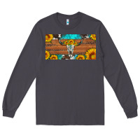 Smoke longhorn bull skull license plate Long Sleeve Tee - Artiststas