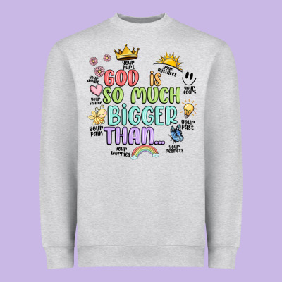 God Is Bigger Heavyweight Sweatshirt Designed By Jahusdesignshop