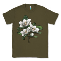Army Green Magnolia Flower Illustration Classic Tee - LillyAllenDesigns