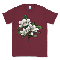 Burgundy Magnolia Flower Illustration Classic Tee - LillyAllenDesigns
