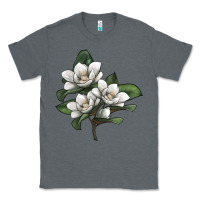 Charcoal Heather Magnolia Flower Illustration Classic Tee - LillyAllenDesigns