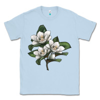 Dusty Blue Magnolia Flower Illustration Classic Tee - LillyAllenDesigns