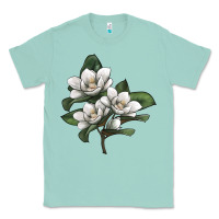Seafoam Magnolia Flower Illustration Classic Tee - LillyAllenDesigns