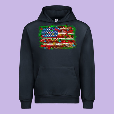 Christmas American Flag 4th Of July Urban Hoodie Designed By Howdyjamesfarm