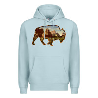 Blue Mist Bison Silhouette Desert Landscape Premium Hoodie - Bettercallsaul