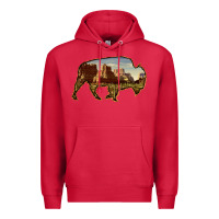Cardinal Bison Silhouette Desert Landscape Premium Hoodie - Bettercallsaul