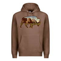Chestnut Bison Silhouette Desert Landscape Premium Hoodie - Bettercallsaul