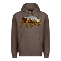 Coffee Bison Silhouette Desert Landscape Premium Hoodie - Bettercallsaul