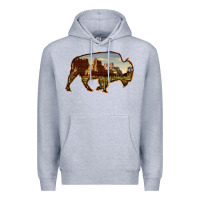Heather Grey Bison Silhouette Desert Landscape Premium Hoodie - Bettercallsaul