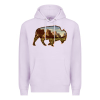 Lilac Bison Silhouette Desert Landscape Premium Hoodie - Bettercallsaul