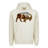 Oatmeal Heather Bison Silhouette Desert Landscape Premium Hoodie - Bettercallsaul