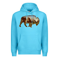 Ocean Blue Bison Silhouette Desert Landscape Premium Hoodie - Bettercallsaul