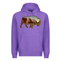 Purple Bison Silhouette Desert Landscape Premium Hoodie - Bettercallsaul