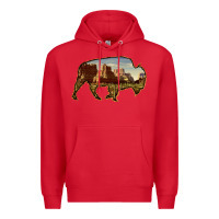Red Bison Silhouette Desert Landscape Premium Hoodie - Bettercallsaul