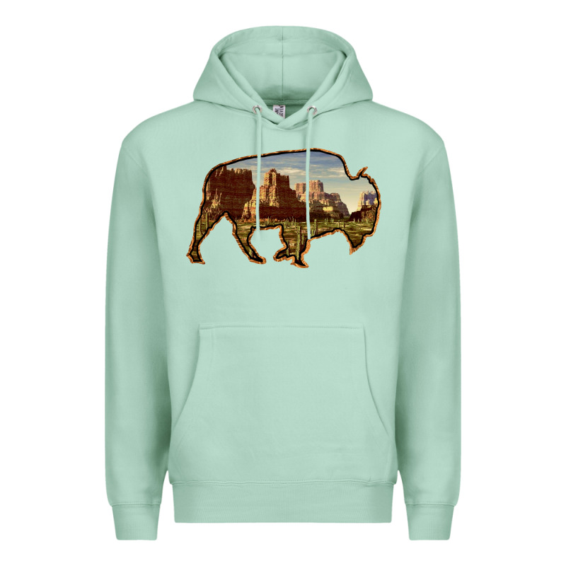 Bison Silhouette Desert Landscape Premium Hoodie by Bettercallsaul | Teevron