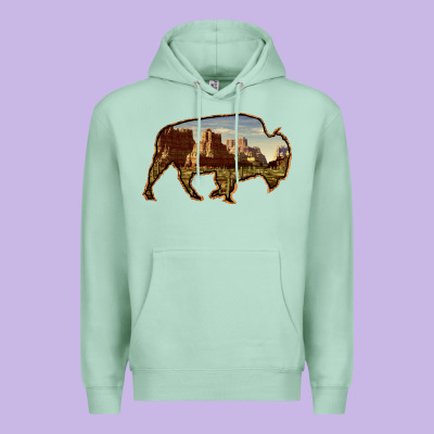 Bison Silhouette Desert Landscape Premium Hoodie Designed By Bettercallsaul