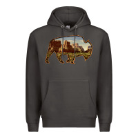 Smoke Bison Silhouette Desert Landscape Premium Hoodie - Bettercallsaul