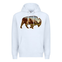 White Bison Silhouette Desert Landscape Premium Hoodie - Bettercallsaul