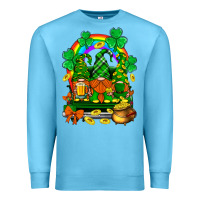 Ocean Blue st. patricks gnomes truck with rainbow Premium Sweatshirt - BundleAndBundleShop