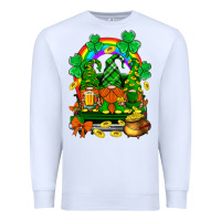 White st. patricks gnomes truck with rainbow Premium Sweatshirt - BundleAndBundleShop