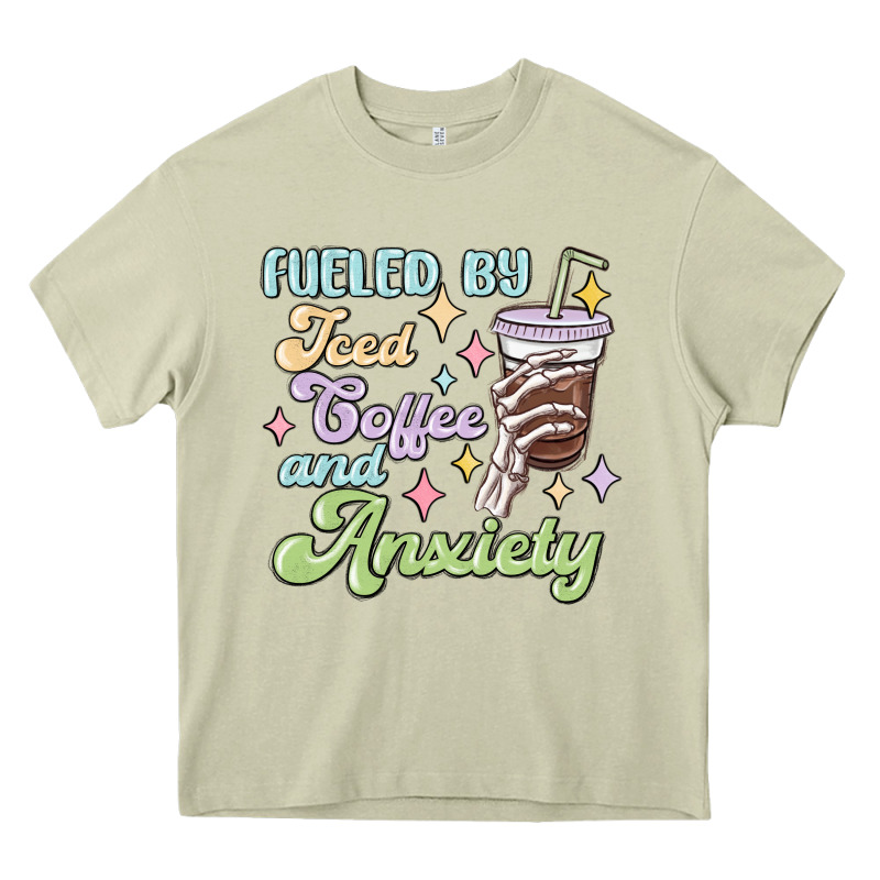 Fueled By Iced Coffee And Anxiety Heavy Core Tee by MaliasSmallBusiness | Teevron