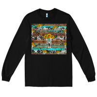 Black longhorn bull skull cowhide leopard turquoise Long Sleeve Tee - Artiststas