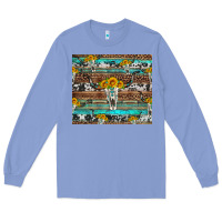 Colony Blue longhorn bull skull cowhide leopard turquoise Long Sleeve Tee - Artiststas