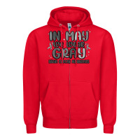 Red in may we wear gray brain cancer awareness Zipper Hoodie - MaliasSmallBusiness