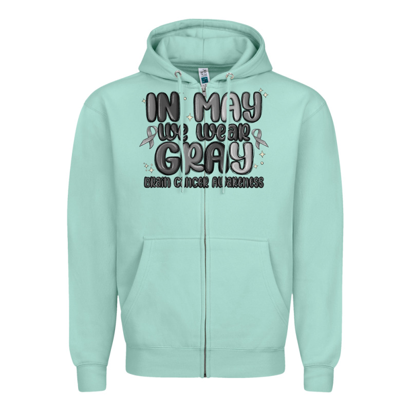 In May We Wear Gray Brain Cancer Awareness Zipper Hoodie by MaliasSmallBusiness | Teevron
