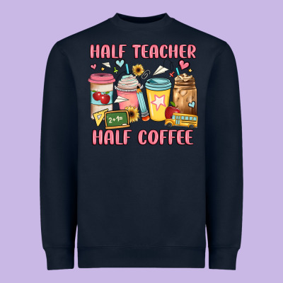 Half Teacher Half Coffee Heavyweight Sweatshirt Designed By Jahusdesignshop