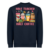 Navy half teacher half coffee Heavyweight Sweatshirt - JahusDesignShop