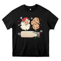 Black custom milk and cookies with santa Heavy Core Tee - MaliasSmallBusiness
