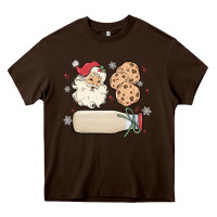Chocolate Brown custom milk and cookies with santa Heavy Core Tee - MaliasSmallBusiness