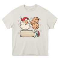 Cream custom milk and cookies with santa Heavy Core Tee - MaliasSmallBusiness