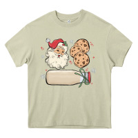 Mossy custom milk and cookies with santa Heavy Core Tee - MaliasSmallBusiness