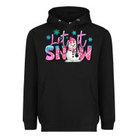 Black let it snow pink christmas snowman Heavyweight Hoodie - MaliasSmallBusiness
