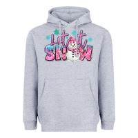 Heather Grey let it snow pink christmas snowman Heavyweight Hoodie - MaliasSmallBusiness