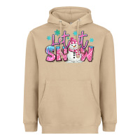 Mushroom let it snow pink christmas snowman Heavyweight Hoodie - MaliasSmallBusiness